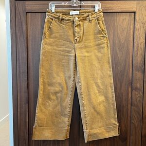 Risen Women's High-Rise Wide-Leg cropped Jeans in Mustard. Size 7/28.